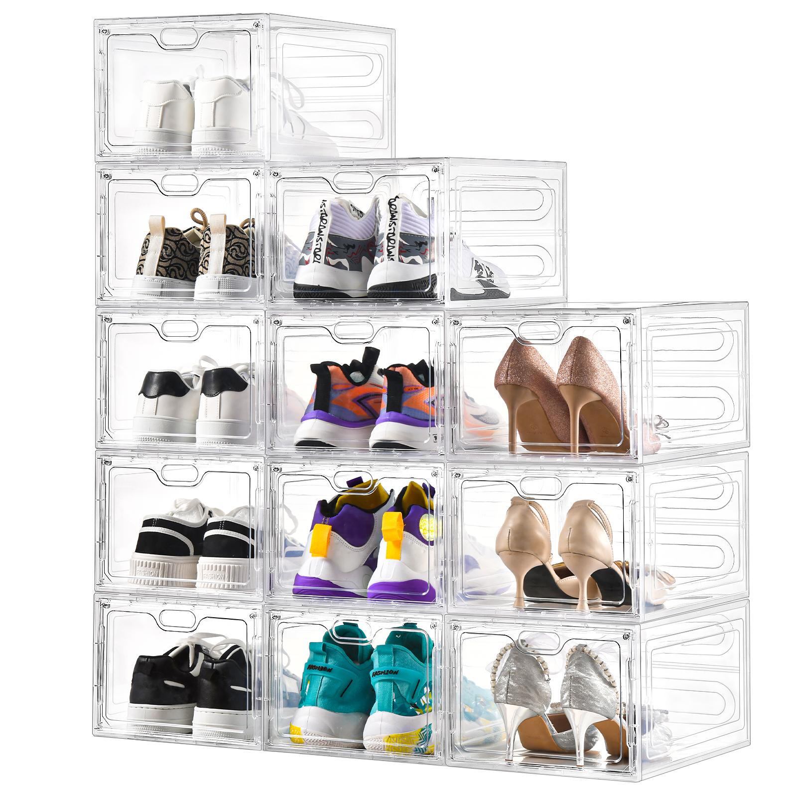 Shoe Box Display - Stackable Plastic Shoe Boxes with Magnetic