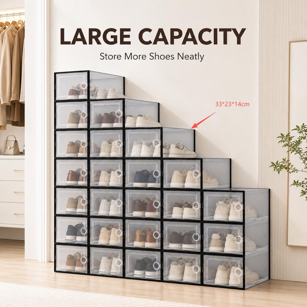 Sneaker Case - Clear Shoe Storage Boxes, Plastic Stackable