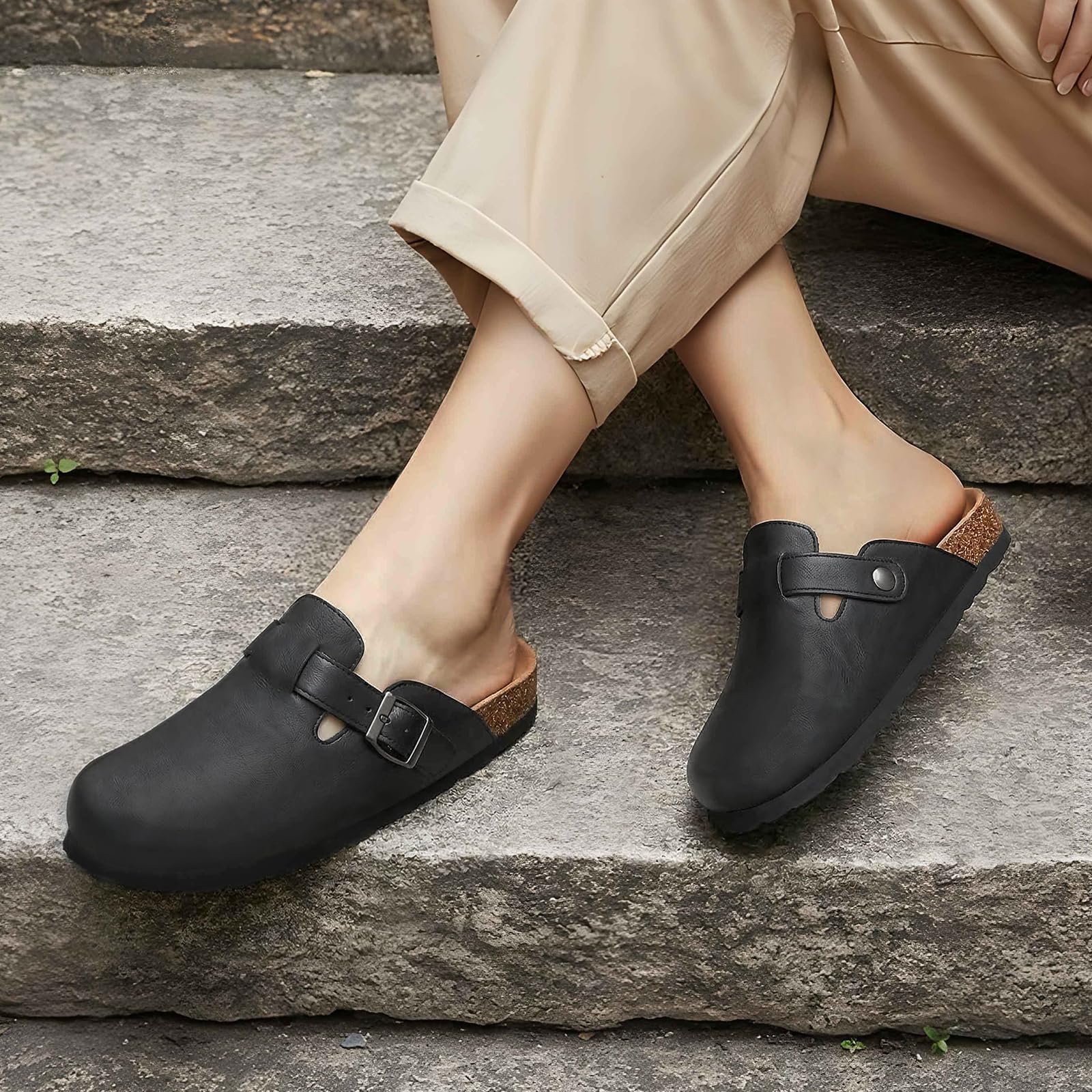 Sneaker Vegan - Litfun Cork Footbed Clogs Vegan Leather