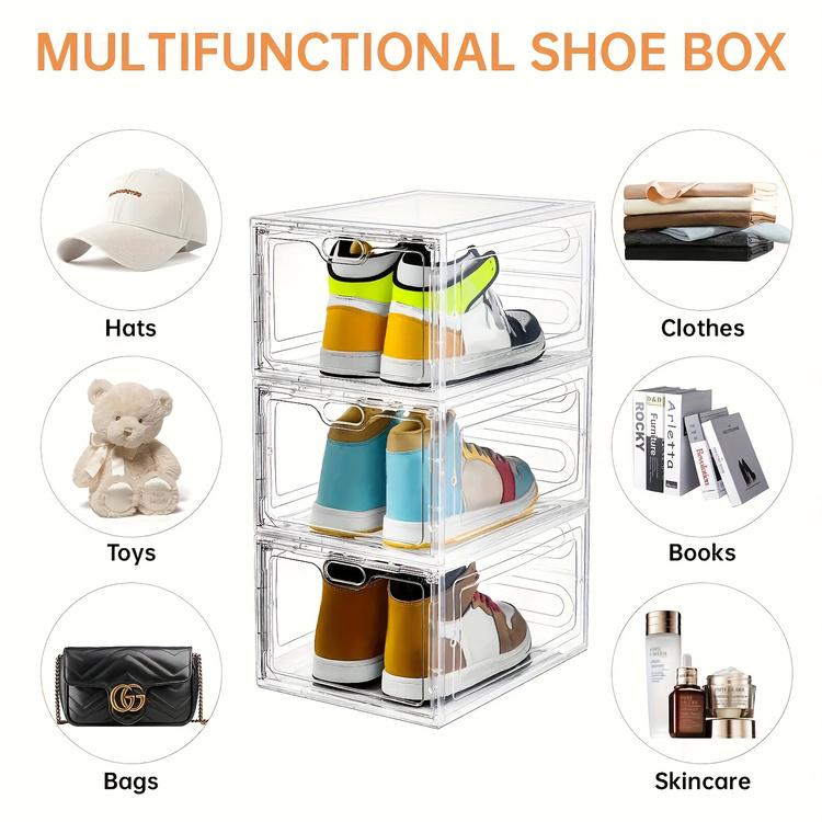 Stackable Plastic Shoe Boxes w - Shoe Box Display ulasan dan harga